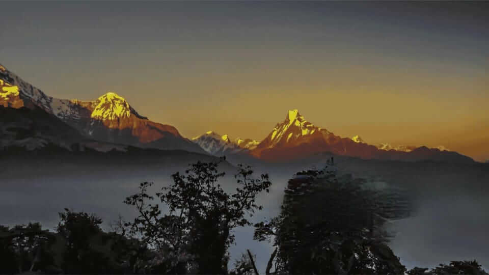 Spectacular early evening image of the Annapurna Himalayas Foothill - Adventure Gear By Global Trekker