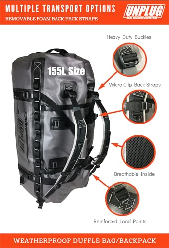 Image Showing UNPLUG Ultimate Adventure Bag -1680D Heavy Duty Waterproof Travel Duffel Bags - Product Type Duffel Bag - Buy Now $231.99 - Adventure Gear from Global Trekker