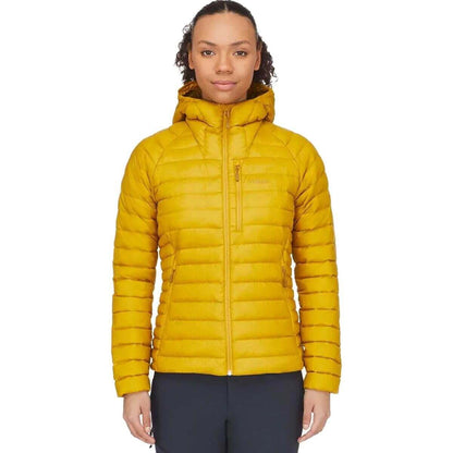 Image Showing Rab Women's Microlight Alpine 700-Fill Down Hooded Puffer Jacket for Hiking & Skiing - Product Type Puffer Jacket - Buy Now $427.75 - Adventure Gear from Global Trekker