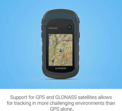 Image Showing Garmin 010-02256-00 eTrex 22x, Rugged Handheld GPS Navigator, Black/Navy - Product Type Hand Held GPS - Buy Now $324.79 - Adventure Gear from Global Trekker