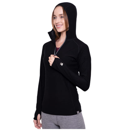 Image Showing MERIWOOL Women’s Base Layer Hoodie Lightweight Merino Wool Long Sleeve Thermal - Product Type Women's Base Layer Hoodie - Buy Now $92.80 - Adventure Gear from Global Trekker