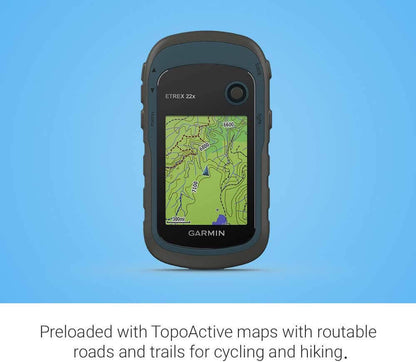 Image Showing Garmin 010-02256-00 eTrex 22x, Rugged Handheld GPS Navigator, Black/Navy - Product Type Hand Held GPS - Buy Now $324.79 - Adventure Gear from Global Trekker