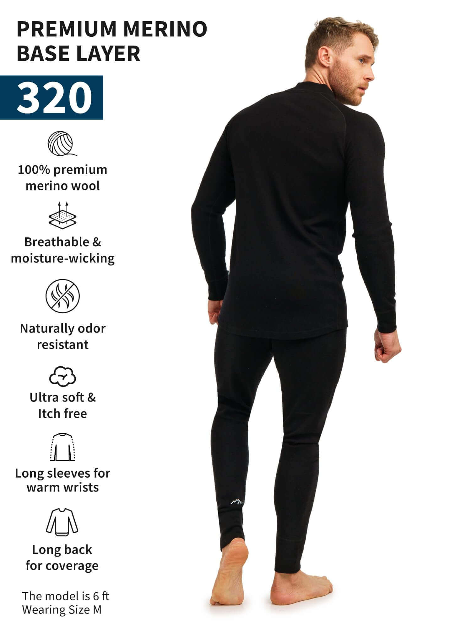 Image Showing Merino.tech Merino Wool Base Layer Mens Set - Thermal Underwear - Product Type Men's Base Layer Set - Buy Now $123.24 - Adventure Gear from Global Trekker