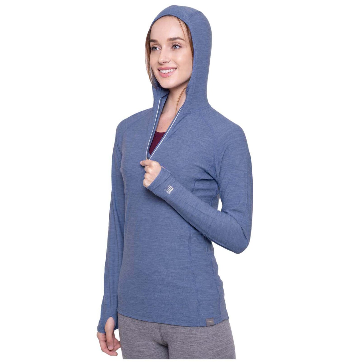 Image Showing MERIWOOL Women’s Base Layer Hoodie Lightweight Merino Wool Long Sleeve Thermal - Product Type Women's Base Layer Hoodie - Buy Now $92.80 - Adventure Gear from Global Trekker