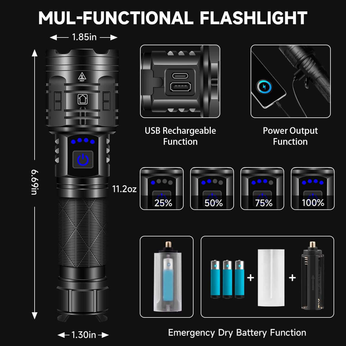 Image Showing Rechargeable Flashlights High Lumens, 990000LM Powerful Tactical Flashlights - Product Type Flashlight - Buy Now $47.84 - Adventure Gear from Global Trekker