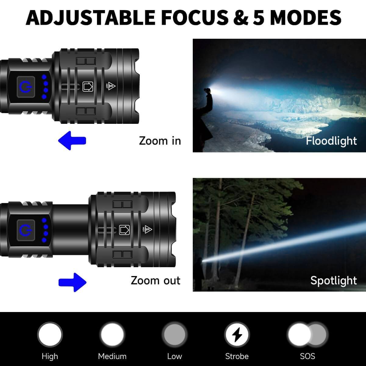 Image Showing Rechargeable Flashlights High Lumens, 990000LM Powerful Tactical Flashlights - Product Type Flashlight - Buy Now $47.84 - Adventure Gear from Global Trekker