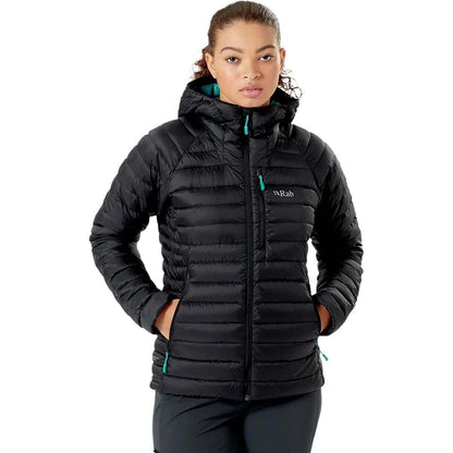 Image Showing Rab Women's Microlight Alpine 700-Fill Down Hooded Puffer Jacket for Hiking & Skiing - Product Type Puffer Jacket - Buy Now $423.47 - Adventure Gear from Global Trekker