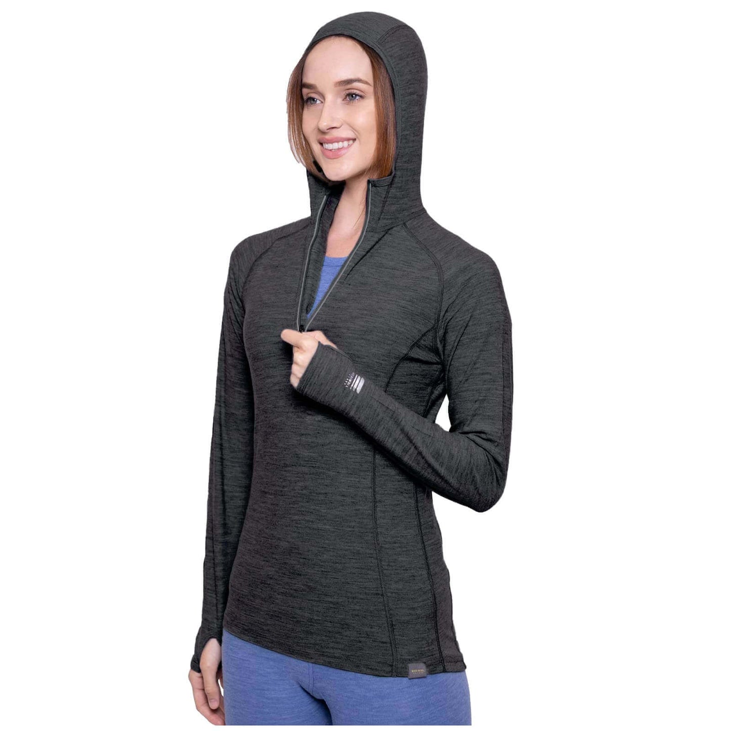 Image Showing MERIWOOL Women’s Base Layer Hoodie Lightweight Merino Wool Long Sleeve Thermal - Product Type Women's Base Layer Hoodie - Buy Now $92.80 - Adventure Gear from Global Trekker