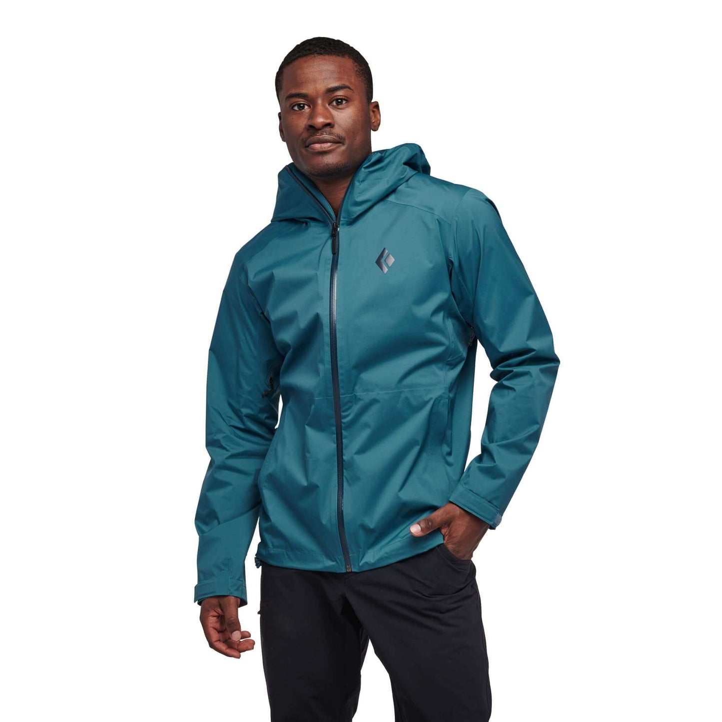 Image Showing BLACK DIAMOND Mens Stretch Waterproof-Breathlable Rain Jacket, Creek Blue - Product Type Men's Rain Jacket - Buy Now $145.03 - Adventure Gear from Global Trekker