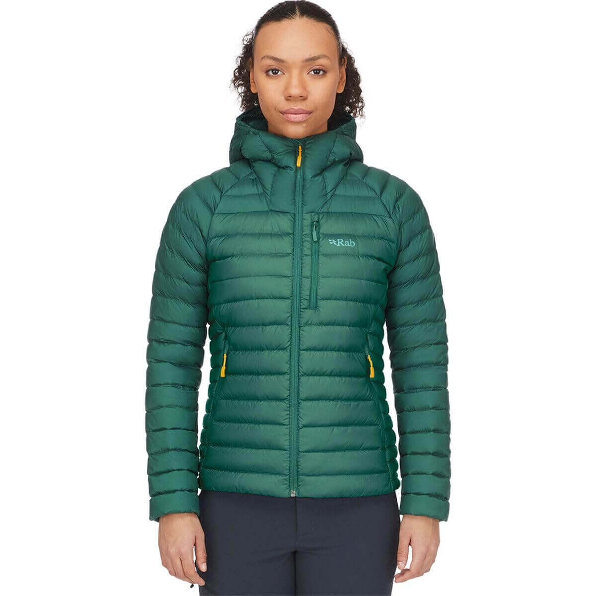 Image Showing Rab Women's Microlight Alpine 700-Fill Down Hooded Puffer Jacket for Hiking & Skiing - Product Type Puffer Jacket - Buy Now $427.75 - Adventure Gear from Global Trekker