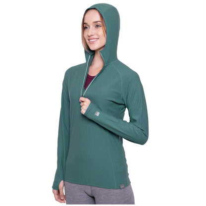 Image Showing MERIWOOL Women’s Base Layer Hoodie Lightweight Merino Wool Long Sleeve Thermal - Product Type Women's Base Layer Hoodie - Buy Now $92.80 - Adventure Gear from Global Trekker