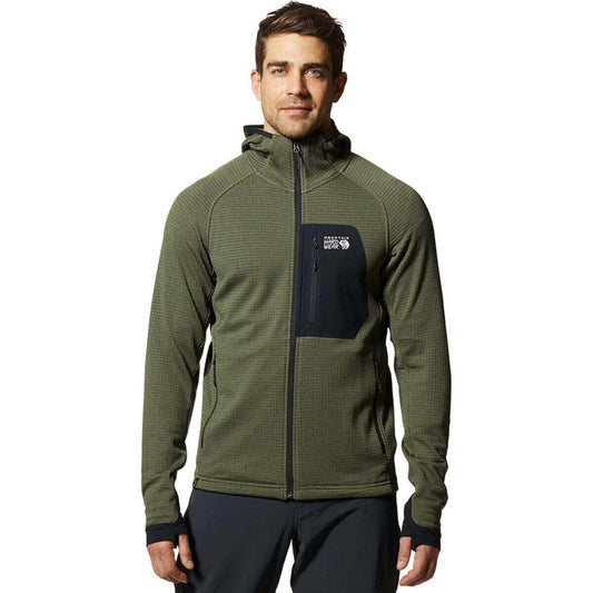 Image Showing Mountain Hardwear Men's Polartec Power Grid Full Zip Hoody - Product Type Men's Mid Layer - Buy Now $232.00 - Adventure Gear from Global Trekker