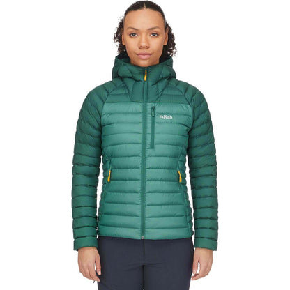 Image Showing Rab Women's Microlight Alpine 700-Fill Down Hooded Puffer Jacket for Hiking & Skiing - Product Type Puffer Jacket - Buy Now $295.32 - Adventure Gear from Global Trekker