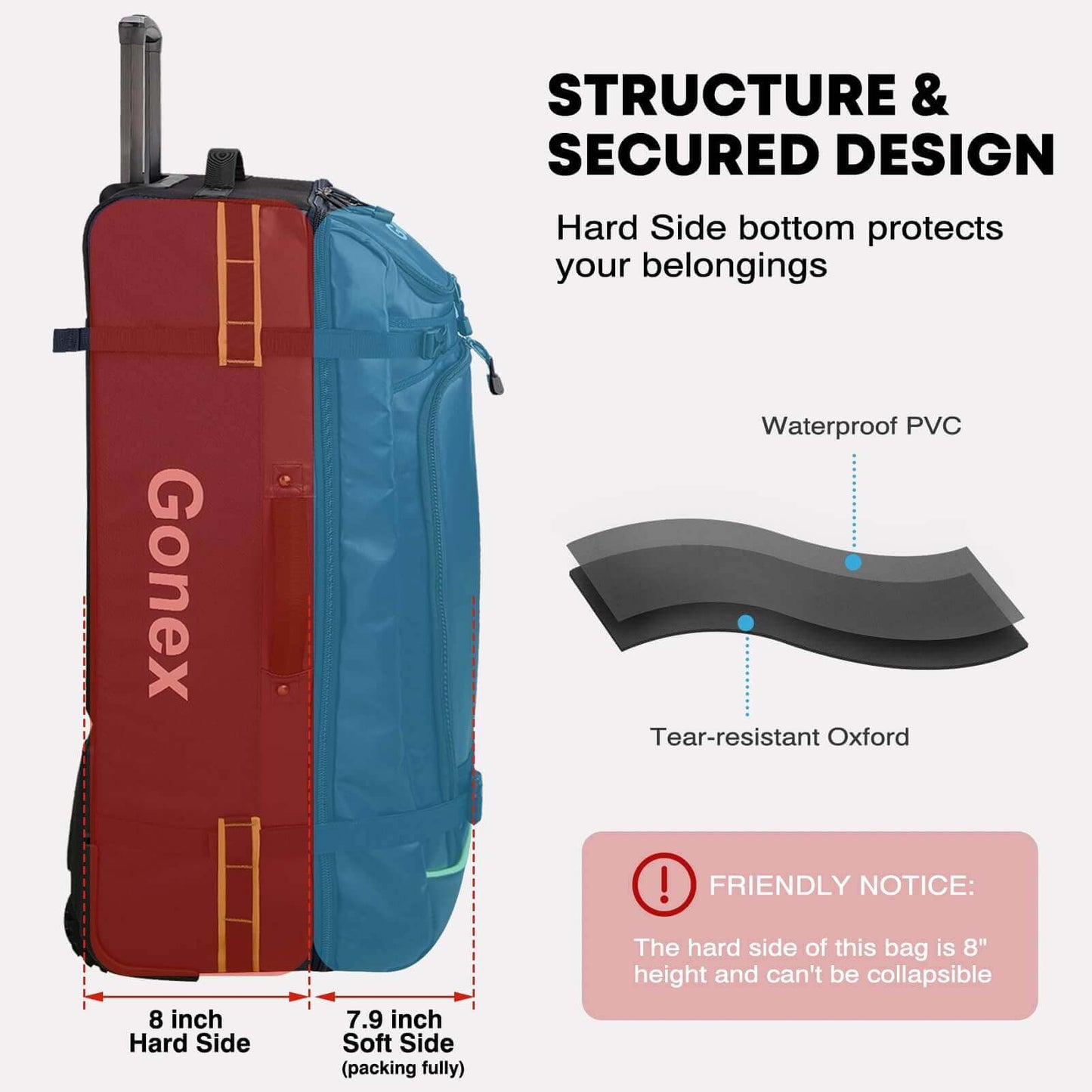 Image Showing Gonex Rolling Duffle Bag with Wheels, 100L Water Repellent - Product Type Duffel Bag - Buy Now $192.24 - Adventure Gear from Global Trekker