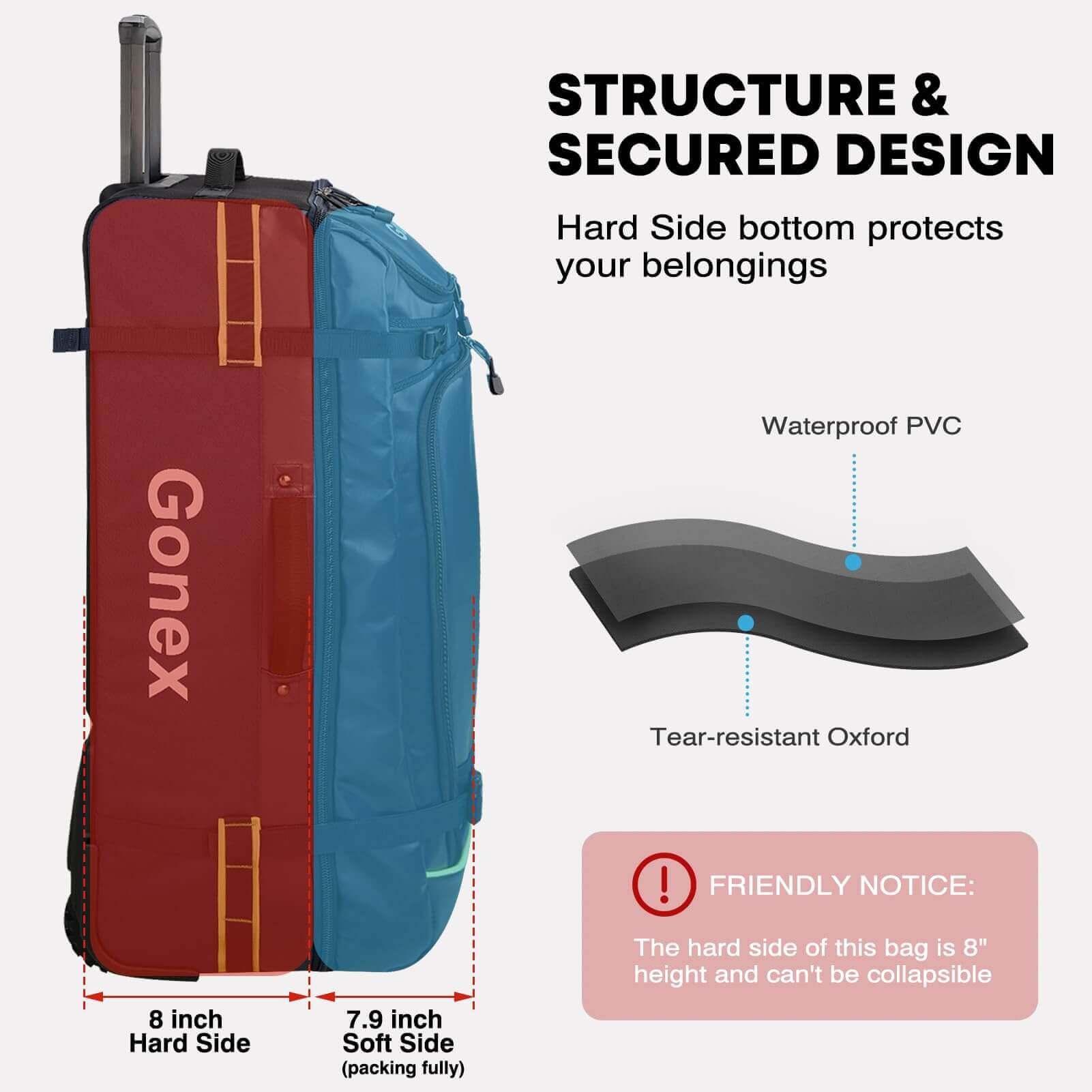 Image Showing Gonex Rolling Duffle Bag with Wheels, 100L Water Repellent - Product Type Duffel Bag - Buy Now $192.24 - Adventure Gear from Global Trekker