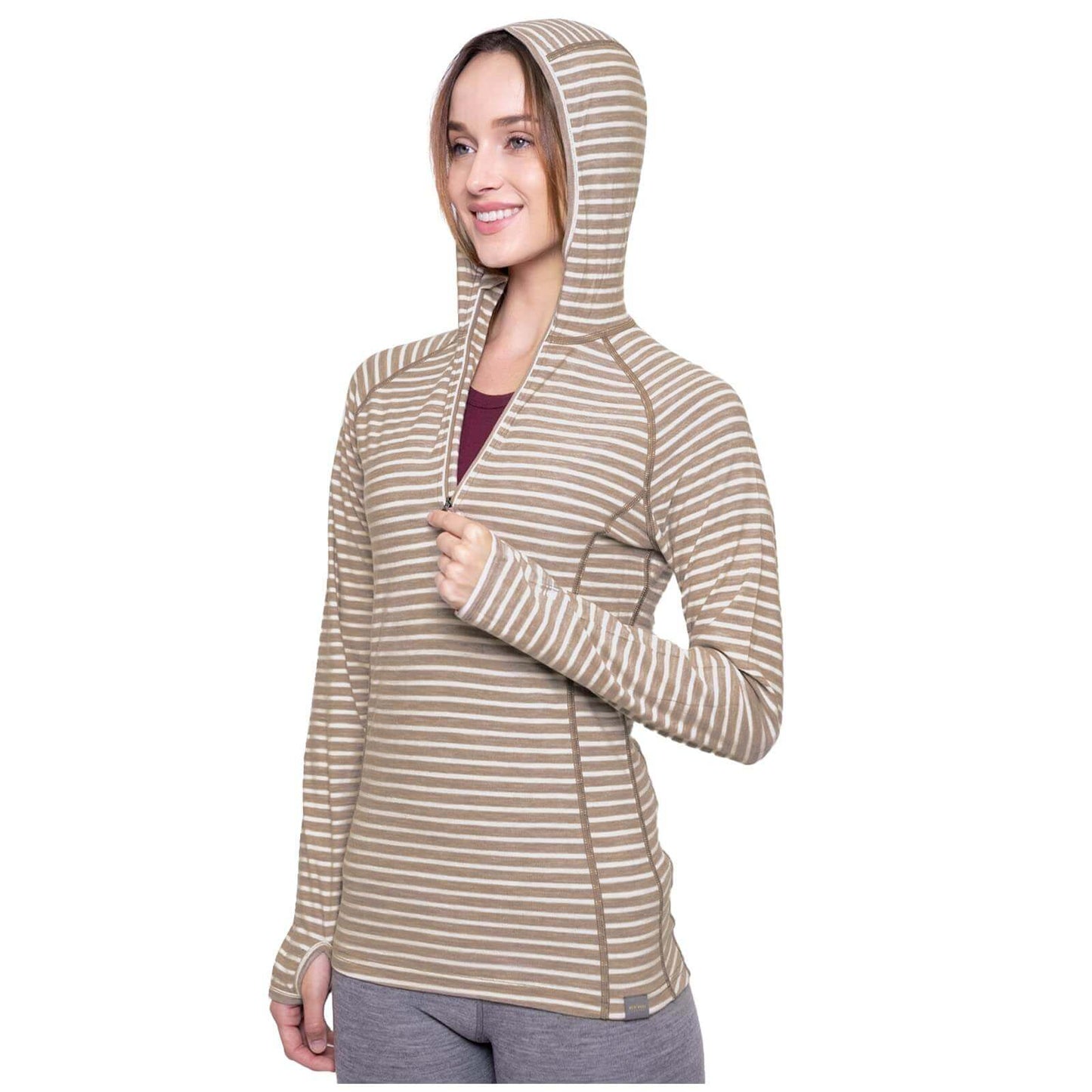 Image Showing MERIWOOL Women’s Base Layer Hoodie Lightweight Merino Wool Long Sleeve Thermal - Product Type Women's Base Layer Hoodie - Buy Now $92.80 - Adventure Gear from Global Trekker