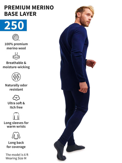 Image Showing Merino.tech Merino Wool Base Layer Mens Set - Thermal Underwear - Product Type Men's Base Layer Set - Buy Now $123.24 - Adventure Gear from Global Trekker