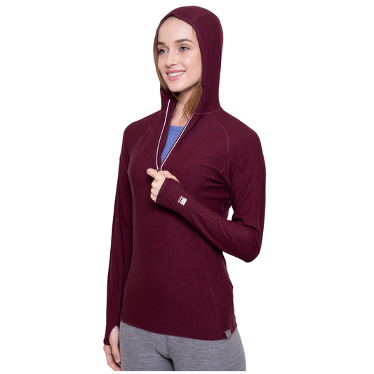 Image Showing MERIWOOL Women’s Base Layer Hoodie Lightweight Merino Wool Long Sleeve Thermal - Product Type Women's Base Layer Hoodie - Buy Now $92.80 - Adventure Gear from Global Trekker