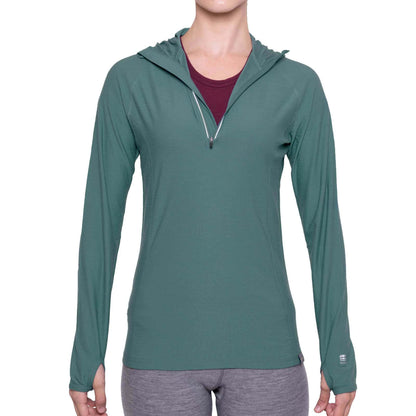 Image Showing MERIWOOL Women’s Base Layer Hoodie Lightweight Merino Wool Long Sleeve Thermal - Product Type Women's Base Layer Hoodie - Buy Now $92.80 - Adventure Gear from Global Trekker