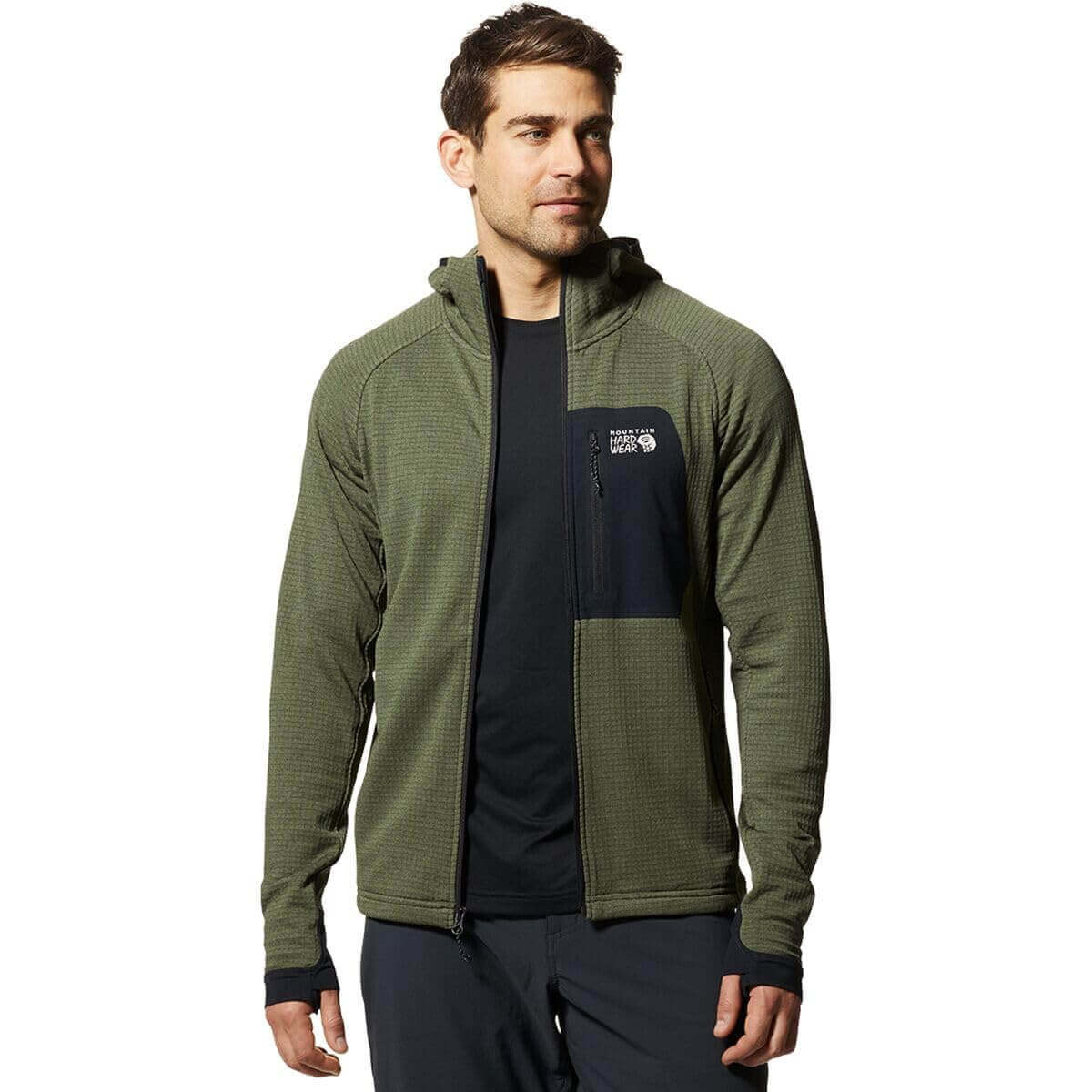 Image Showing Mountain Hardwear Men's Polartec Power Grid Full Zip Hoody - Product Type Men's Mid Layer - Buy Now $232.00 - Adventure Gear from Global Trekker