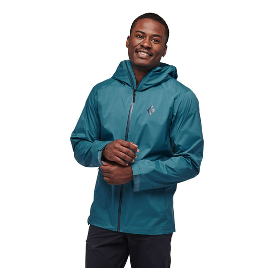 Image Showing BLACK DIAMOND Mens Stretch Waterproof-Breathlable Rain Jacket, Creek Blue - Product Type Men's Rain Jacket - Buy Now $145.03 - Adventure Gear from Global Trekker