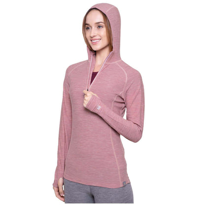 Image Showing MERIWOOL Women’s Base Layer Hoodie Lightweight Merino Wool Long Sleeve Thermal - Product Type Women's Base Layer Hoodie - Buy Now $92.80 - Adventure Gear from Global Trekker