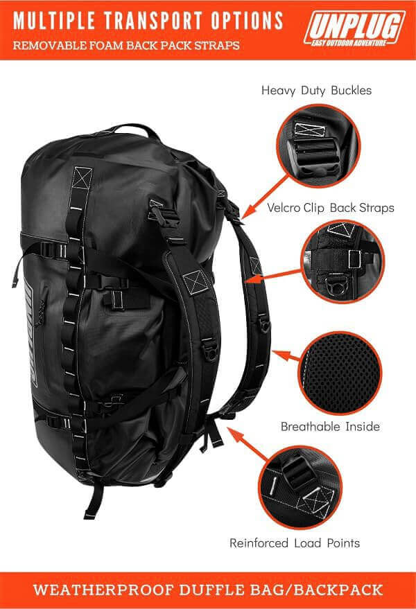 Image Showing UNPLUG Ultimate Adventure Bag -1680D Heavy Duty Waterproof Travel Duffel Bags - Product Type Duffel Bag - Buy Now $231.99 - Adventure Gear from Global Trekker