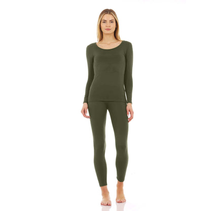 Image Showing Thermajane Long Johns Thermal Underwear for Women Fleece Lined Base Layer - Product Type Women's Base Layer Set - Buy Now $43.49 - Adventure Gear from Global Trekker