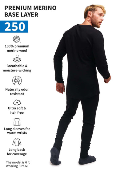 Image Showing Merino.tech Merino Wool Base Layer Mens Set - Thermal Underwear - Product Type Men's Base Layer Set - Buy Now $123.24 - Adventure Gear from Global Trekker