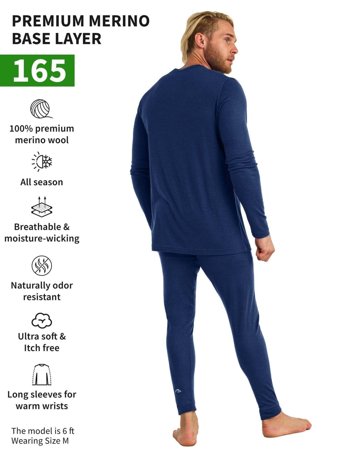 Image Showing Merino.tech Merino Wool Base Layer Mens Set - Thermal Underwear - Product Type Men's Base Layer Set - Buy Now $123.24 - Adventure Gear from Global Trekker