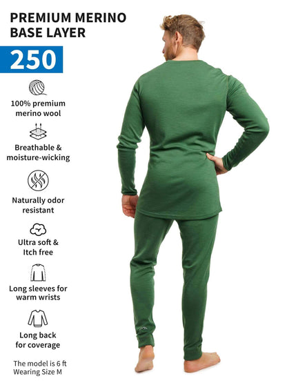 Image Showing Merino.tech Merino Wool Base Layer Mens Set - Thermal Underwear - Product Type Men's Base Layer Set - Buy Now $123.24 - Adventure Gear from Global Trekker