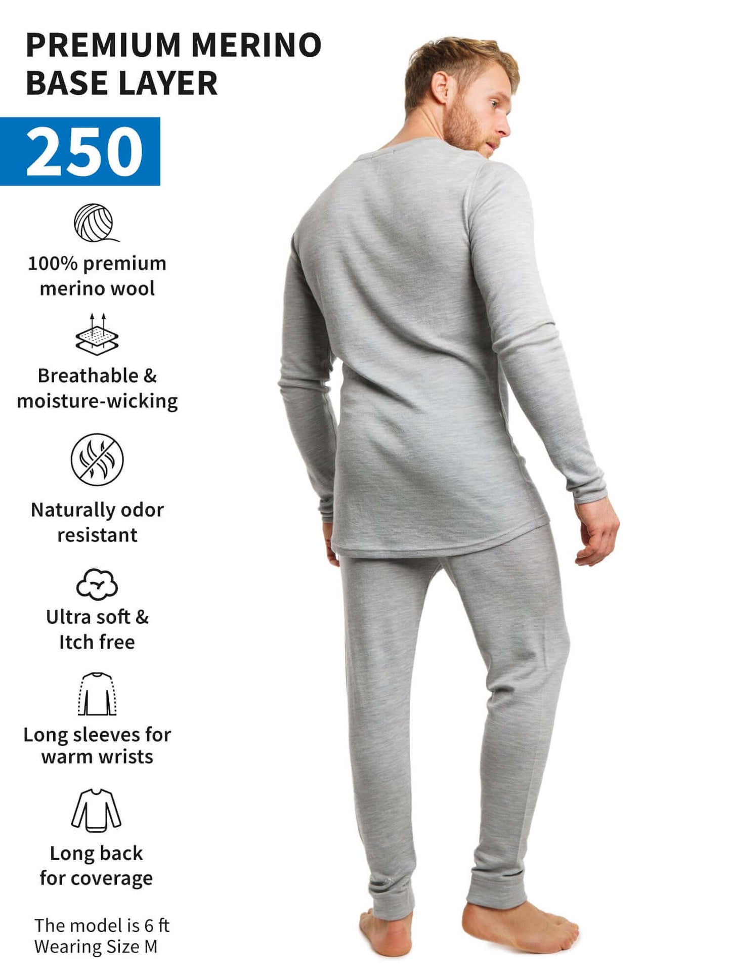 Image Showing Merino.tech Merino Wool Base Layer Mens Set - Thermal Underwear - Product Type Men's Base Layer Set - Buy Now $123.24 - Adventure Gear from Global Trekker