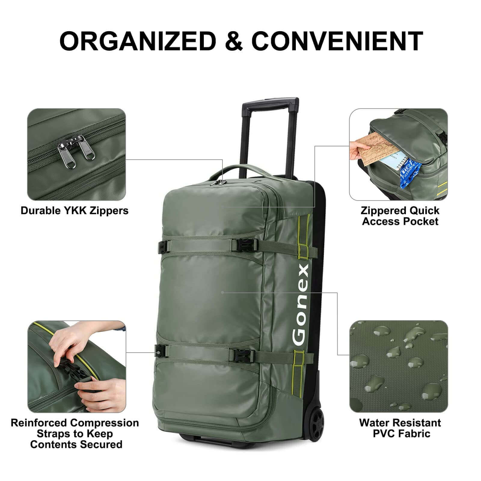 Image Showing Gonex Rolling Duffle Bag with Wheels, 100L Water Repellent - Product Type Duffel Bag - Buy Now $192.24 - Adventure Gear from Global Trekker