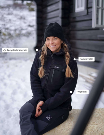 Image Showing RevolutionRace Sherpa Hoodie for Women, Fleece Jacket Perfect for Hiking and Outdoor Adventures - Product Type Women's Fleece Jacket - Buy Now $152.25 - Adventure Gear from Global Trekker