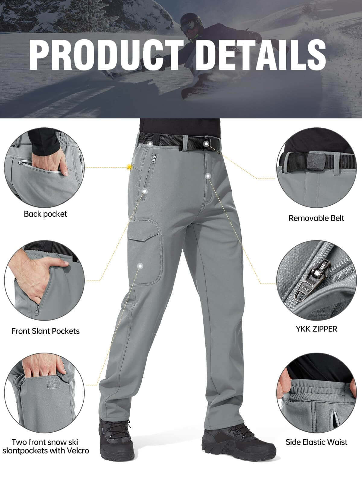 Image Showing FREE SOLDIER Men's Outdoor Softshell Fleece Lined Cargo Pants - Product Type Pants - Buy Now $65.24 - Adventure Gear from Global Trekker