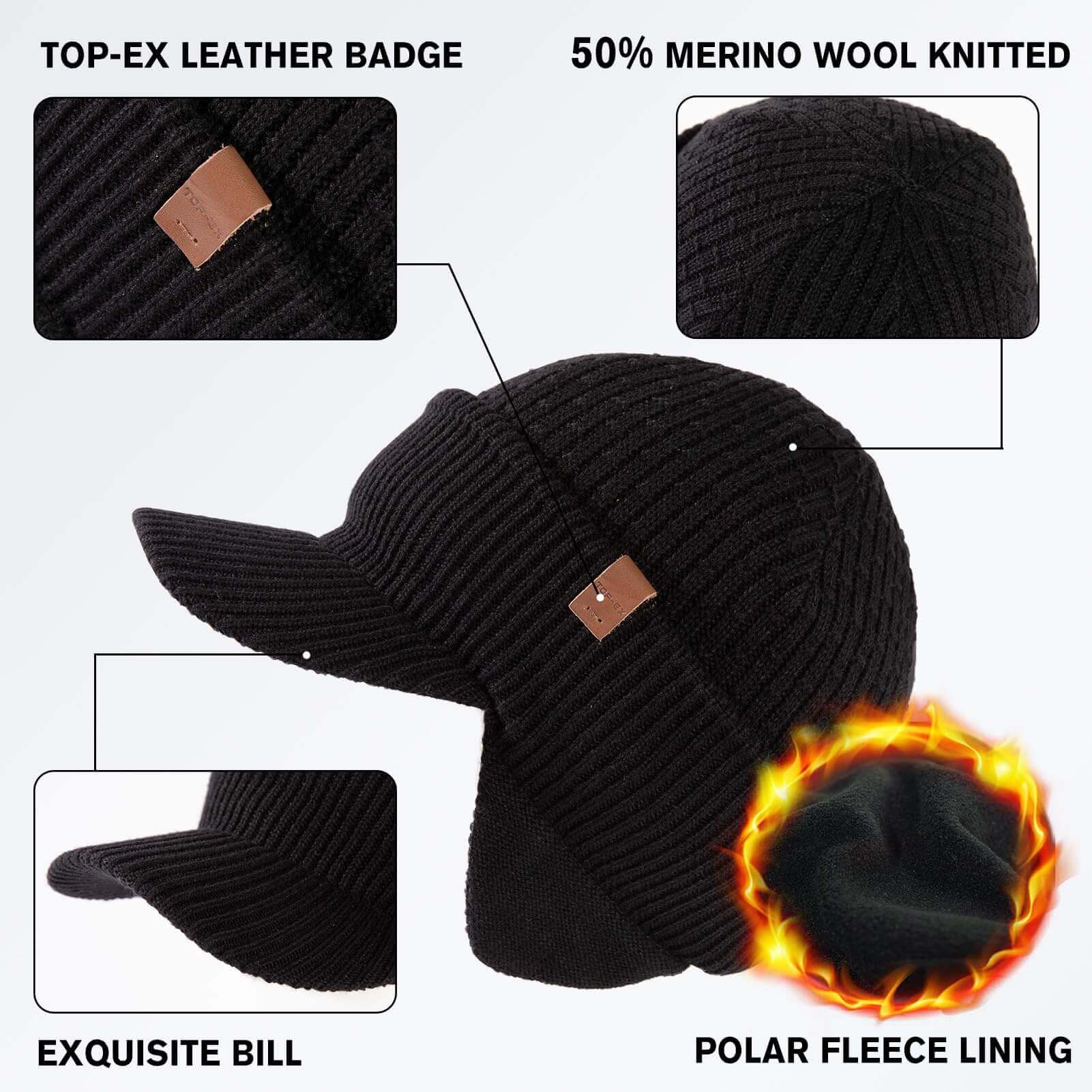 Image Showing TOP-EX Merino Wool Waterproof All Weather Brim Beanie - Product Type Beanie - Buy Now $48.71 - Adventure Gear from Global Trekker