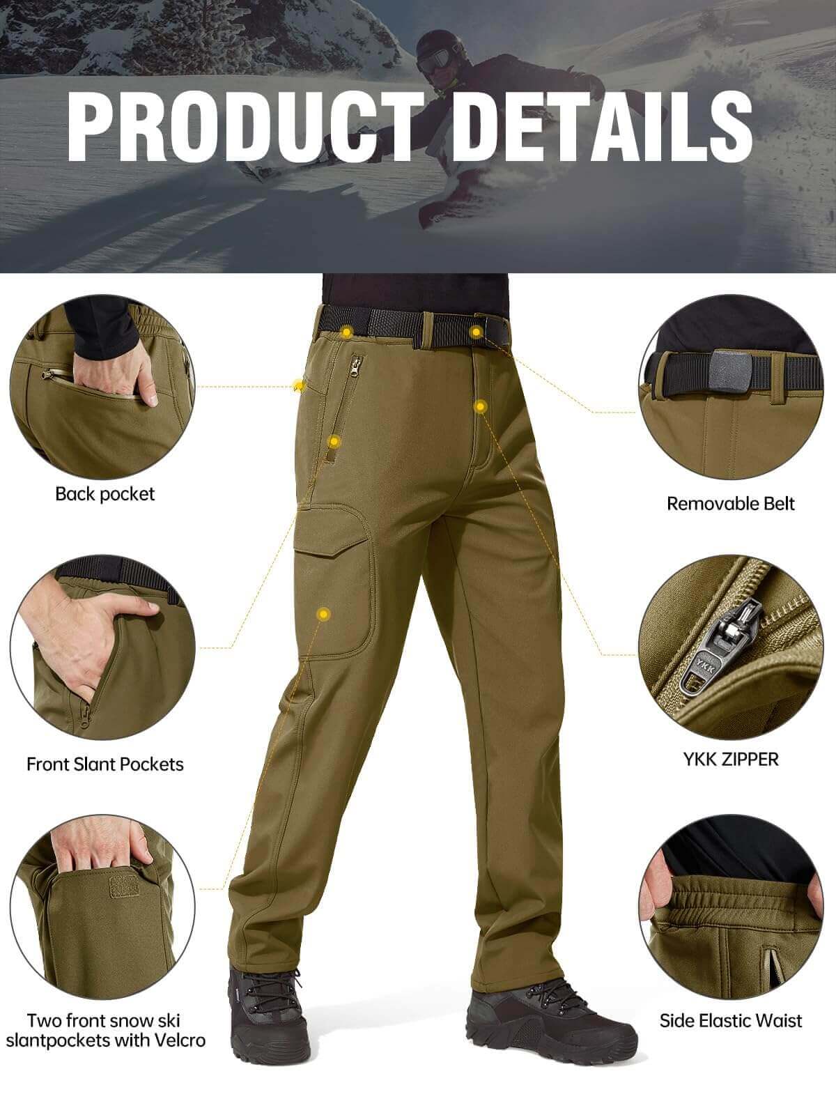 Image Showing FREE SOLDIER Men's Outdoor Softshell Fleece Lined Cargo Pants - Product Type Pants - Buy Now $65.24 - Adventure Gear from Global Trekker