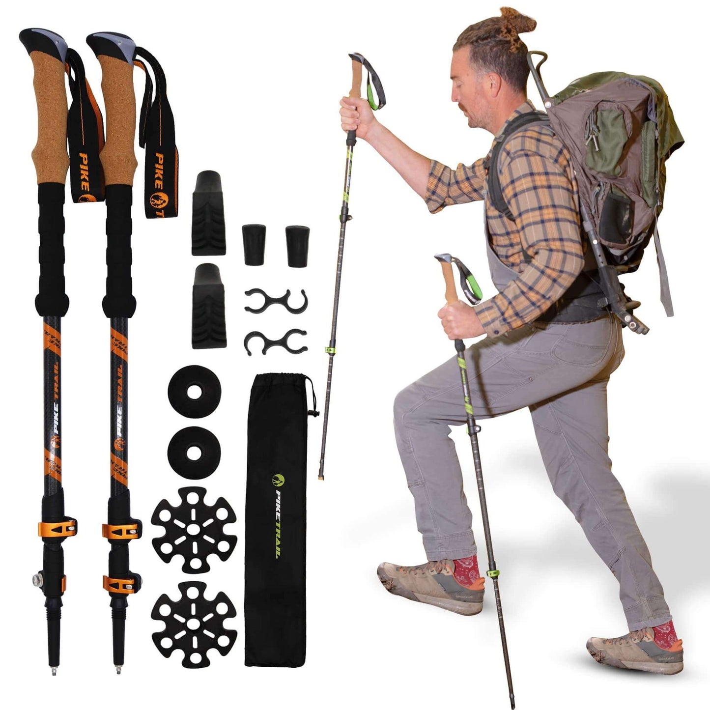 Image Showing Pike Trail Trekking Poles - Lightweight Carbon Fiber Collapsible Sticks for Walking and Hiking - Product Type Hiking Poles - Buy Now $114.61 - Adventure Gear from Global Trekker