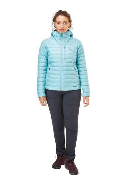 Image Showing Rab Women's Microlight Alpine 700-Fill Down Hooded Puffer Jacket for Hiking & Skiing - Product Type Puffer Jacket - Buy Now $427.75 - Adventure Gear from Global Trekker