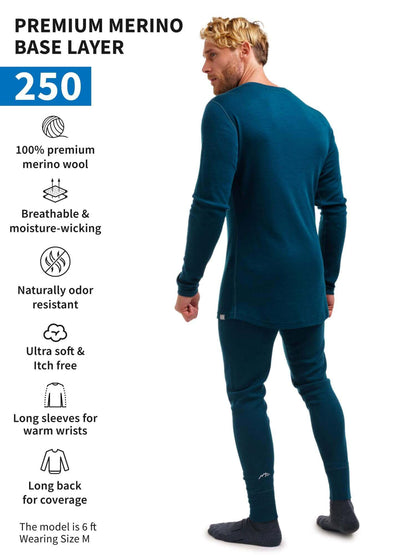 Image Showing Merino.tech Merino Wool Base Layer Mens Set - Thermal Underwear - Product Type Men's Base Layer Set - Buy Now $123.24 - Adventure Gear from Global Trekker