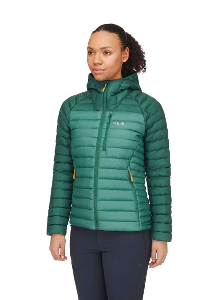 Image Showing Rab Women's Microlight Alpine 700-Fill Down Hooded Puffer Jacket for Hiking & Skiing - Product Type Puffer Jacket - Buy Now $427.75 - Adventure Gear from Global Trekker