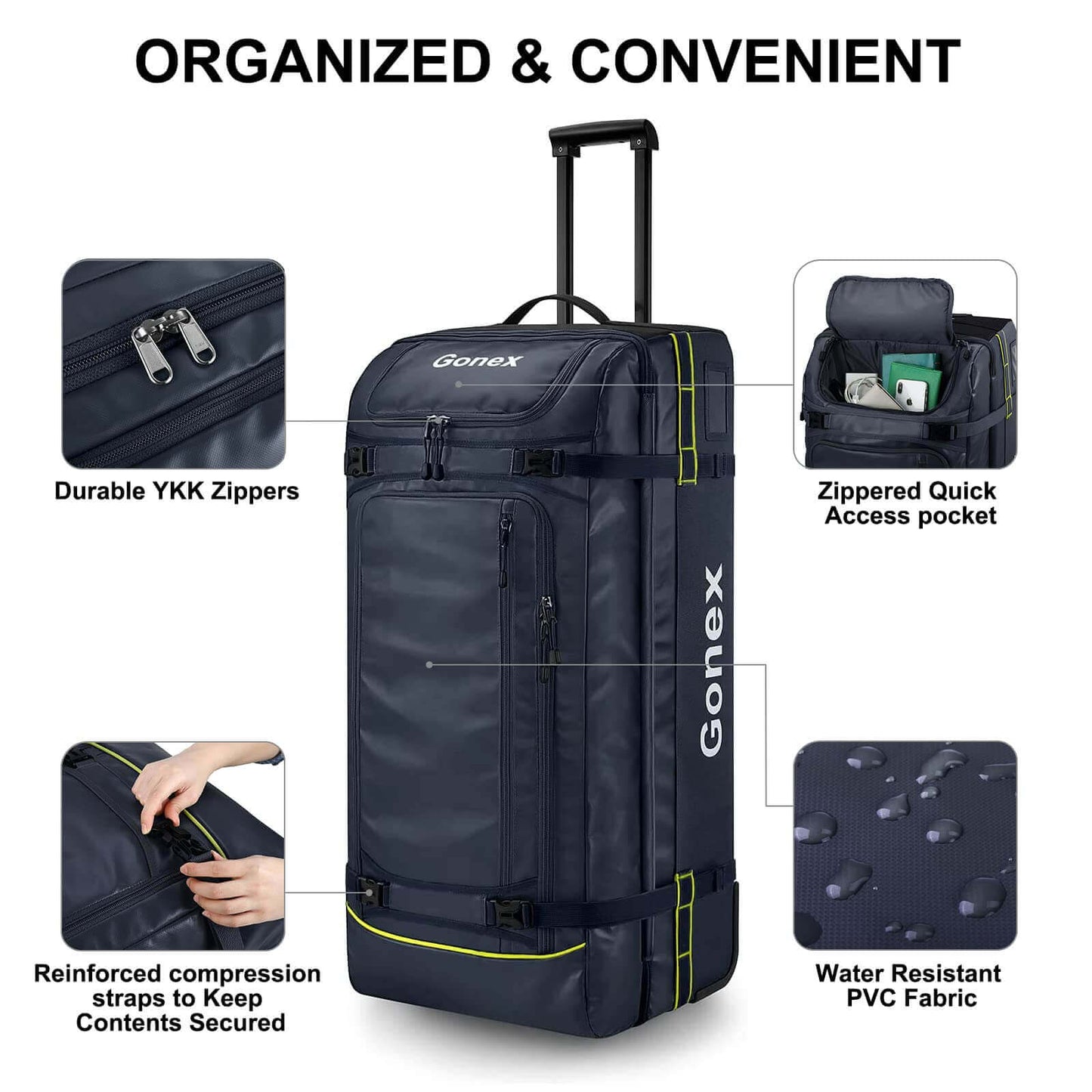 Image Showing Gonex Rolling Duffle Bag with Wheels, 100L Water Repellent - Product Type Duffel Bag - Buy Now $192.24 - Adventure Gear from Global Trekker