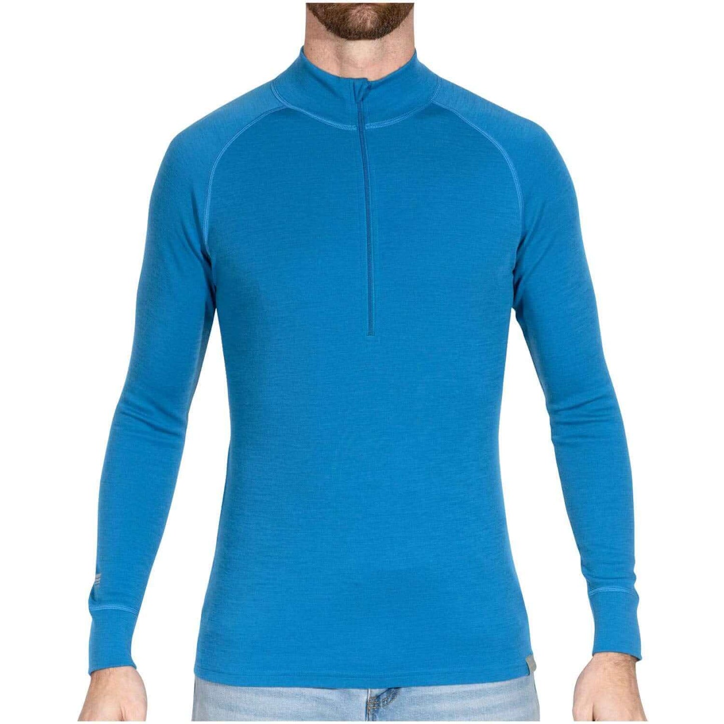 Image Showing MERIWOOL Mens Base Layer 100% Merino Wool Midweight 250g Half Zip Sweater for Men - Product Type Men's Base Layer Sweater - Buy Now $94.25 - Adventure Gear from Global Trekker