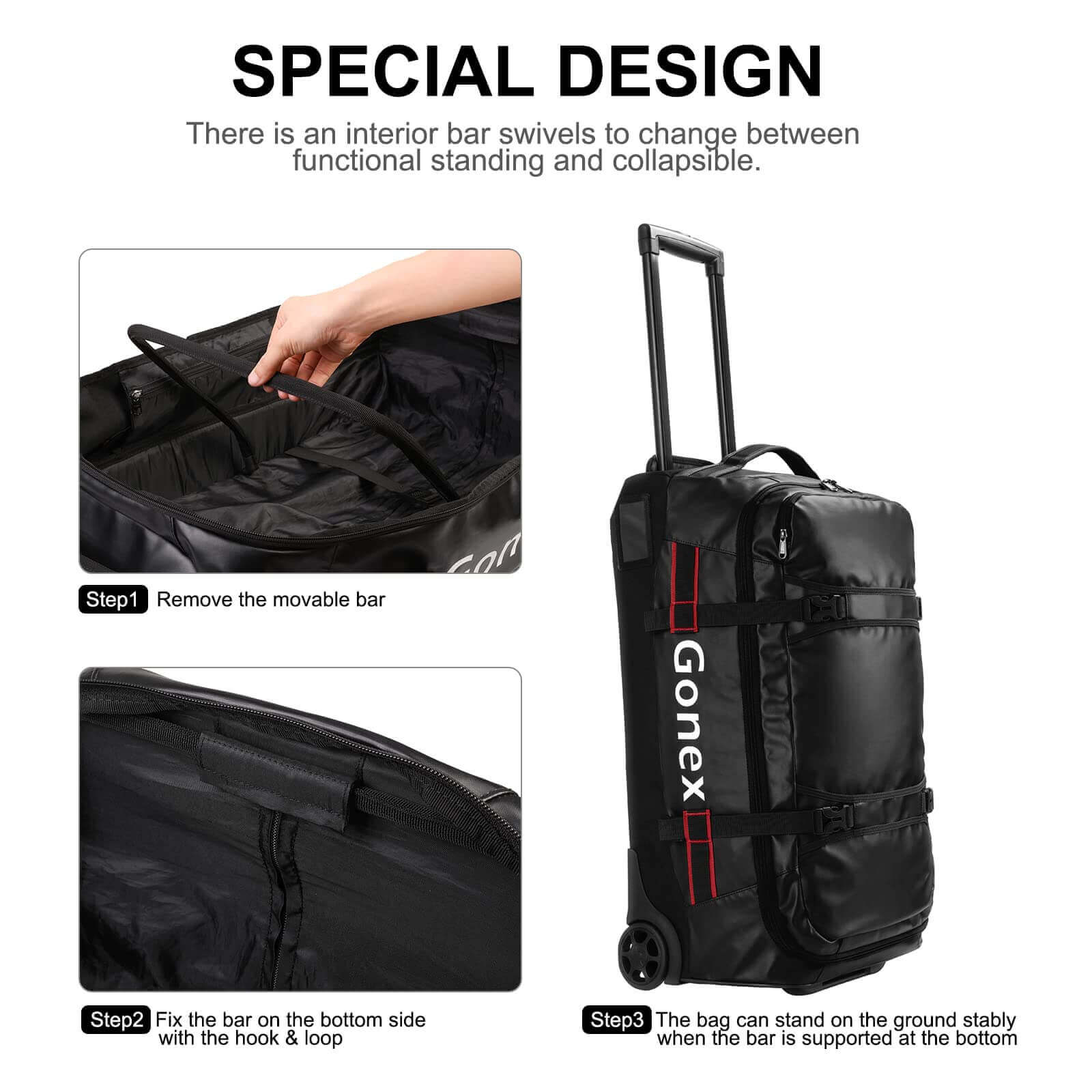 Image Showing Gonex Rolling Duffle Bag with Wheels, 100L Water Repellent - Product Type Duffel Bag - Buy Now $192.24 - Adventure Gear from Global Trekker