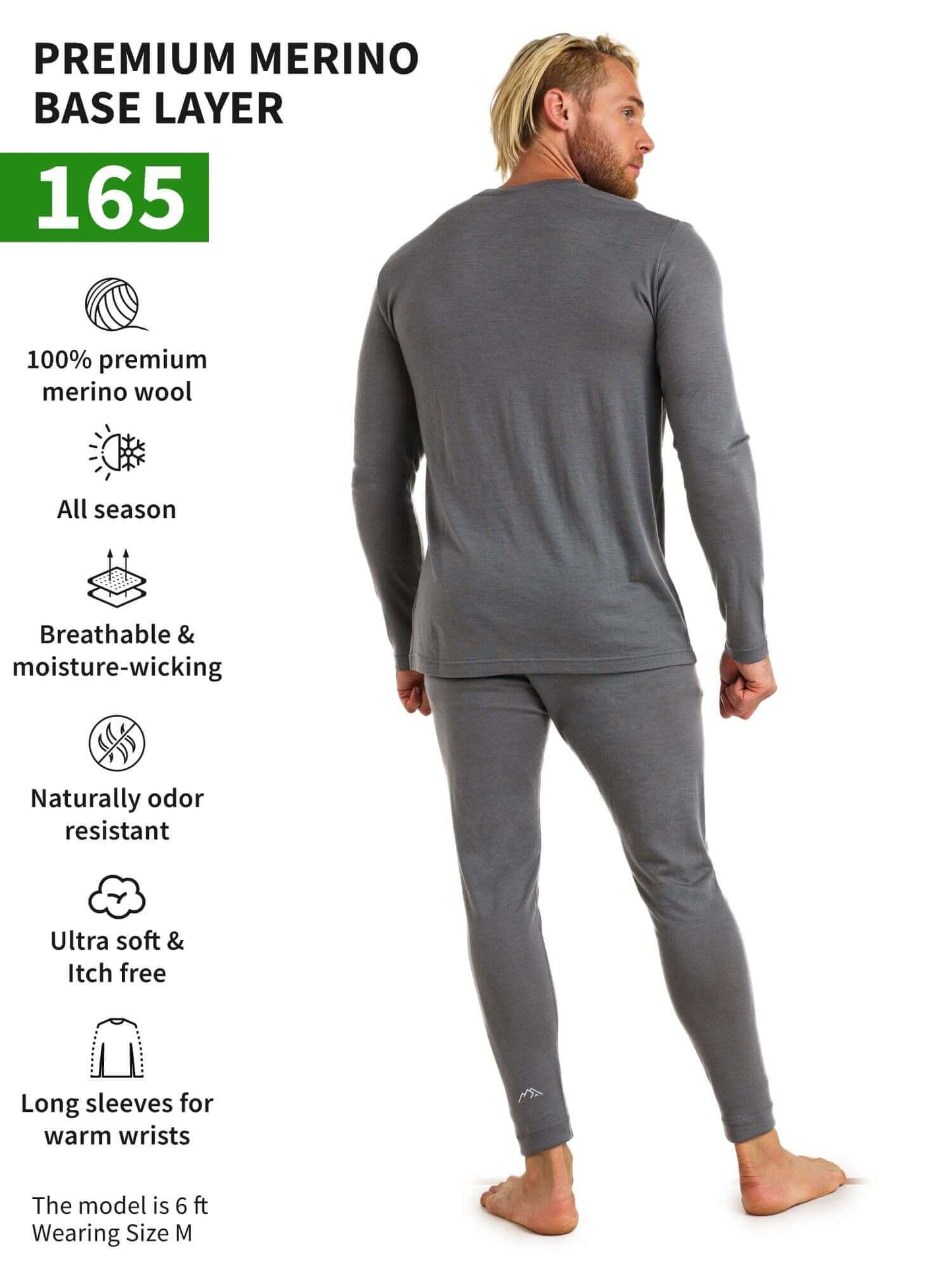 Image Showing Merino.tech Merino Wool Base Layer Mens Set - Thermal Underwear - Product Type Men's Base Layer Set - Buy Now $123.24 - Adventure Gear from Global Trekker