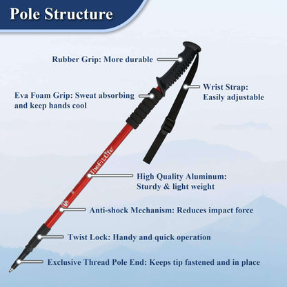 Image Showing TheFitLife Nordic Walking Trekking Poles - 2 Sticks with Anti-Shock and Quick Lock System - Product Type Hiking Poles - Buy Now $36.22 - Adventure Gear from Global Trekker