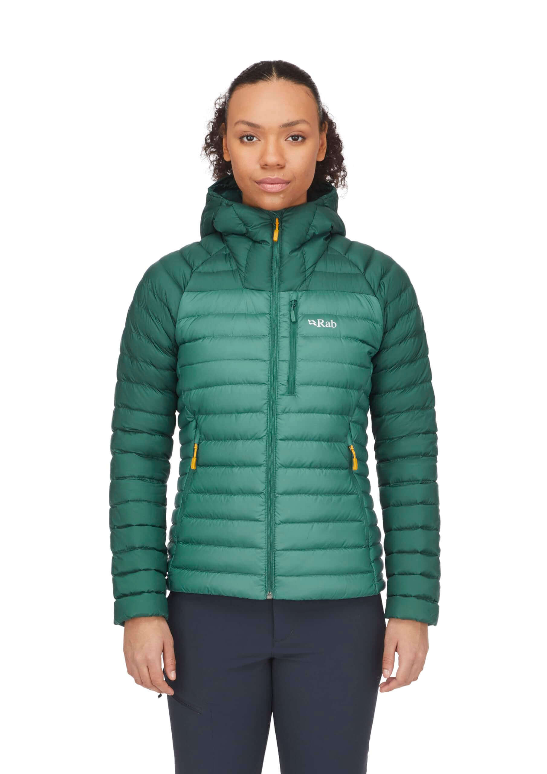 Image Showing Rab Women's Microlight Alpine 700-Fill Down Hooded Puffer Jacket for Hiking & Skiing - Product Type Puffer Jacket - Buy Now $427.75 - Adventure Gear from Global Trekker