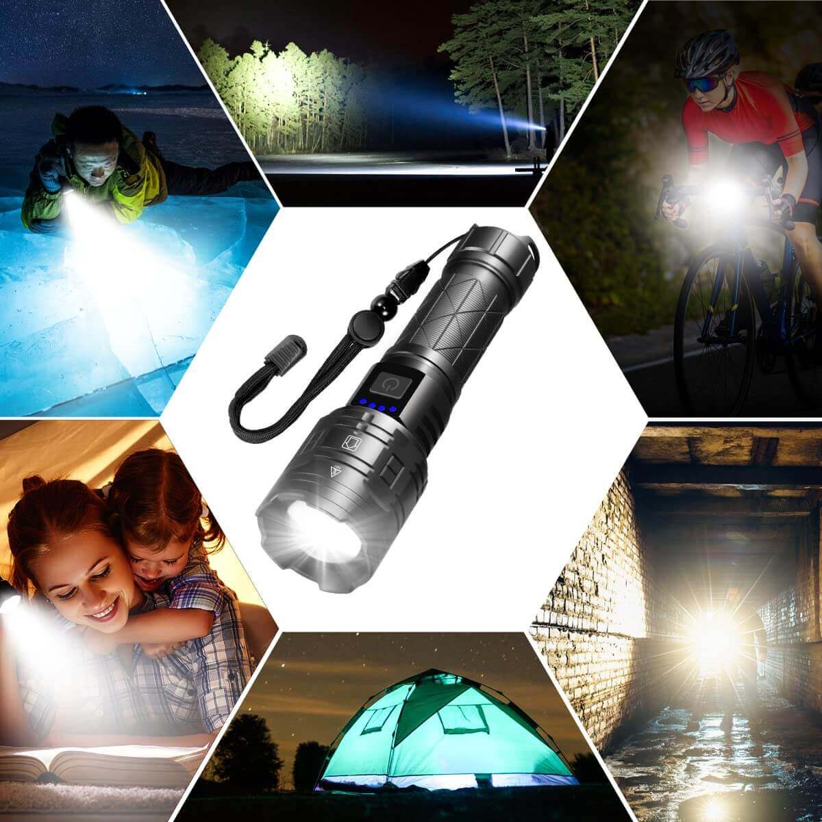 Image Showing Rechargeable Flashlights High Lumens, 990000LM Powerful Tactical Flashlights - Product Type Flashlight - Buy Now $47.84 - Adventure Gear from Global Trekker