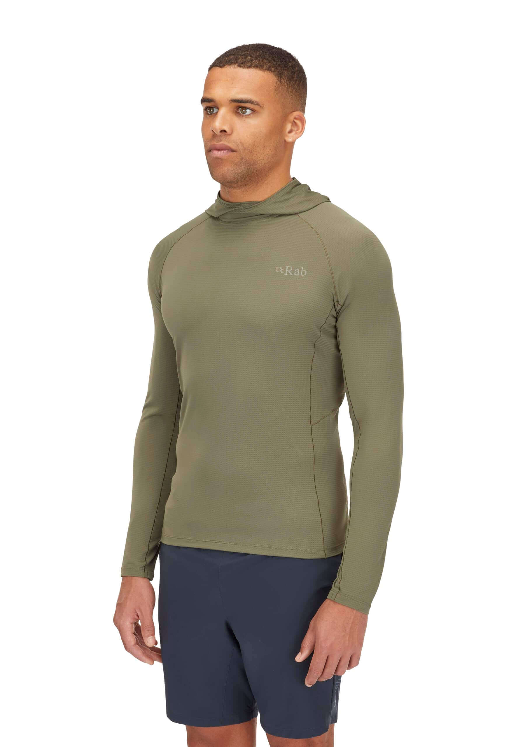 Image Showing Rab Men's Sonic Hoody - Lightweight Breathable Baselayer Shirt for Hiking & Trail Running - Product Type Men's Baselayer Shirt - Buy Now $101.50 - Adventure Gear from Global Trekker