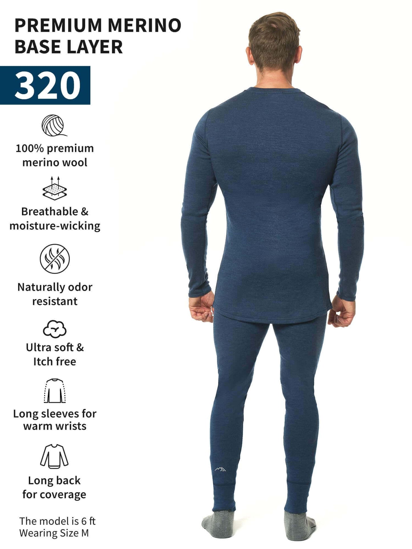 Image Showing Merino.tech Merino Wool Base Layer Mens Set - Thermal Underwear - Product Type Men's Base Layer Set - Buy Now $123.24 - Adventure Gear from Global Trekker